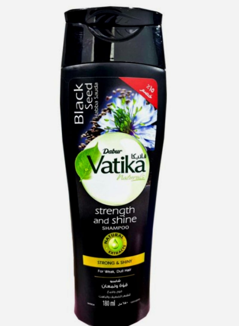 Vatika Naturals Shampoo Strength & Shine Black Seed - 180 Ml